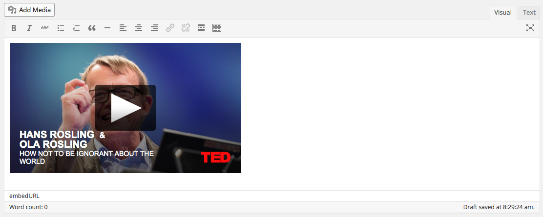 WordPress 4.0 oEmbed preview ted talk